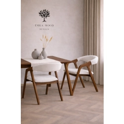 PRODUCENT Krzesło Dębowe KR-201 Kolor Tkaniny Biały Kolor Drewna Orzech